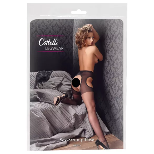 Cottelli - καλσόν σεξ γυναίκα - μαύρο - L/XL