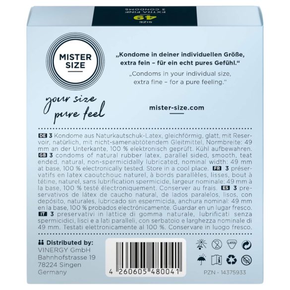 Mister Size - προφυλακτικό λεπτό - 49mm - 3 τεμάχια