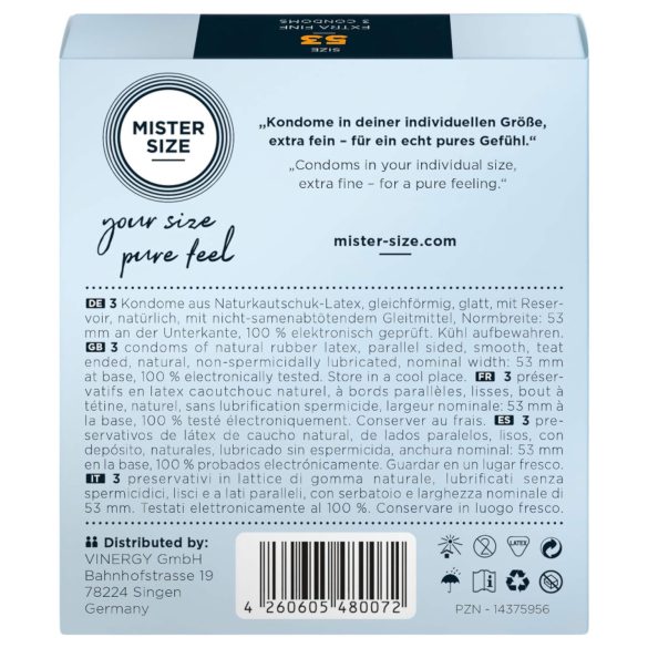 Mister Size - προφυλακτικό λεπτό 53mm - 3 τεμάχια