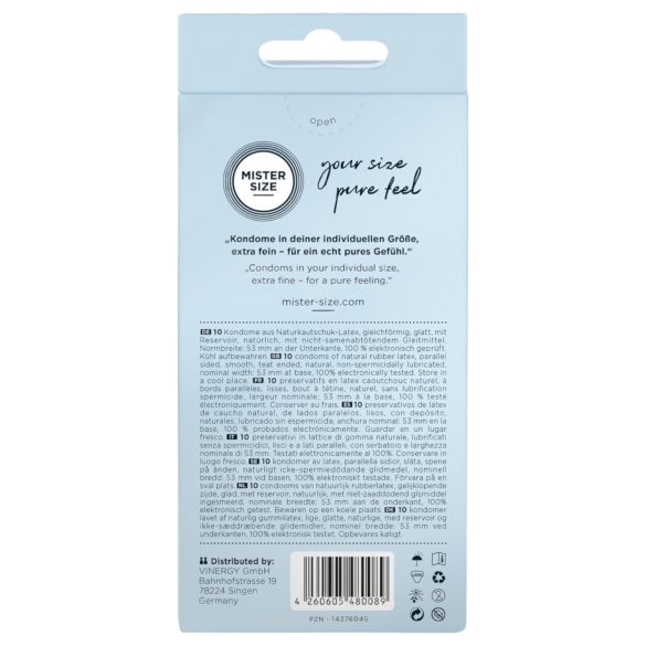 Mister Size - λεπτό προφυλακτικό - 53mm - συσκευασία 10 τεμαχίων