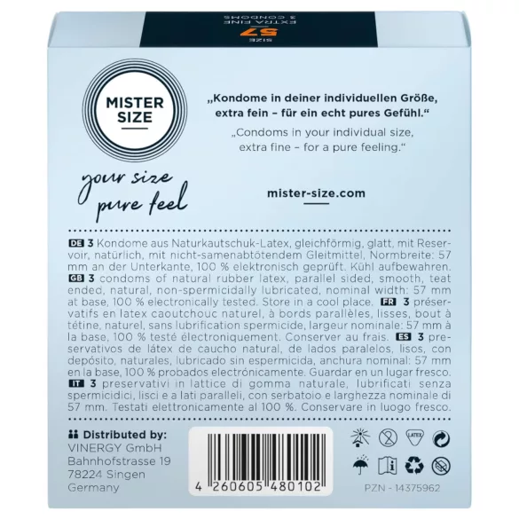 Mister Size - λεπτά προφυλακτικά - 57mm - 3 τεμ