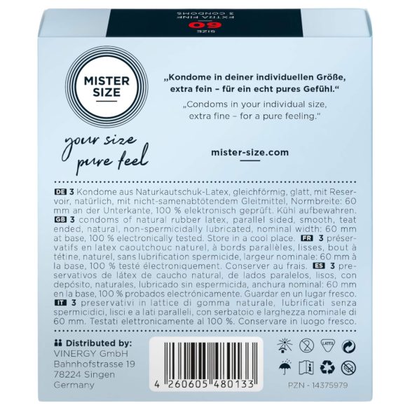 Mister Size - λεπτό προφυλακτικό - 60mm - 3 τεμάχια