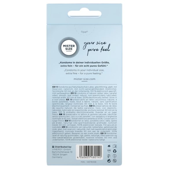 Mister Size - λεπτό προφυλακτικό - 60mm - συσκευασία 10 τεμαχίων