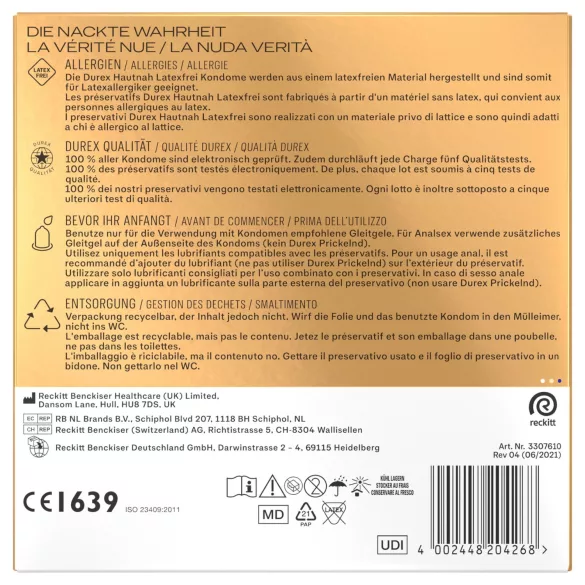 Durex Hautnah - προφυλακτικό χωρίς λατέξ (30 τεμάχια)
