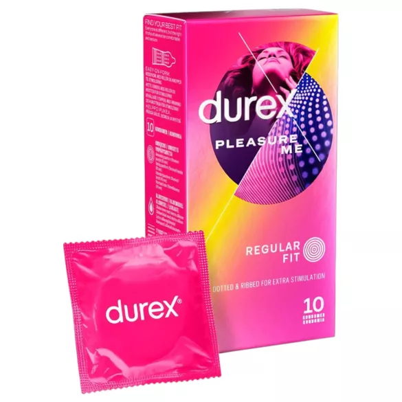 Durex Pleasure Me - προφυλακτικά με ραβδώσεις και κουκκίδες - 10 τεμάχια