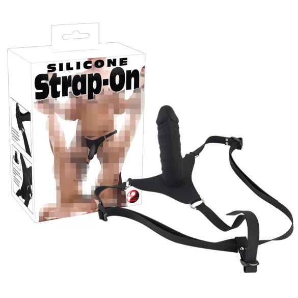You2Toys - strap-on δονητής σιλικόνης - μαύρο