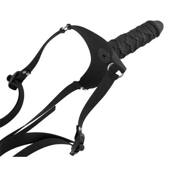 You2Toys - strap-on δονητής σιλικόνης - μαύρο