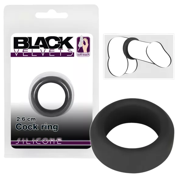 Black Velvets - δαχτυλίδι πέους παχύ - σιλικόνη μαύρο 2,6cm
