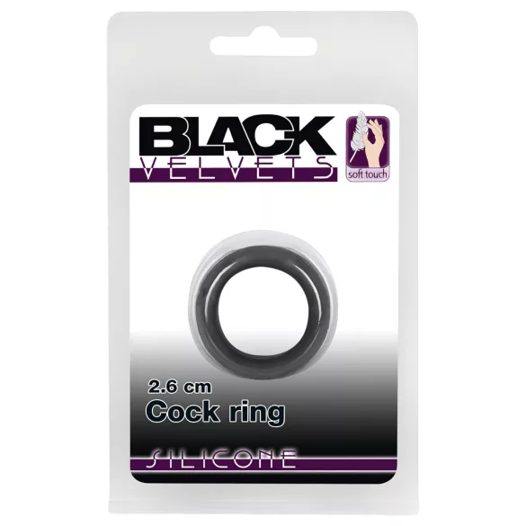 Black Velvets - δαχτυλίδι πέους παχύ - σιλικόνη μαύρο 2,6cm