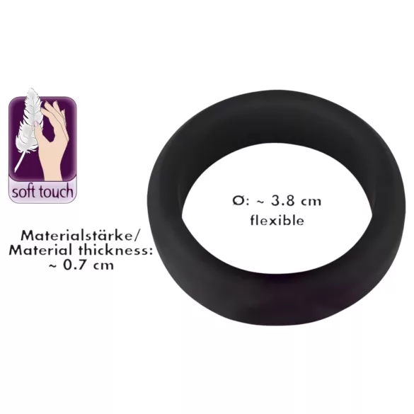 Black Velvets - δαχτυλίδι πέους χοντρό - σιλικόνη μαύρο 3,8cm