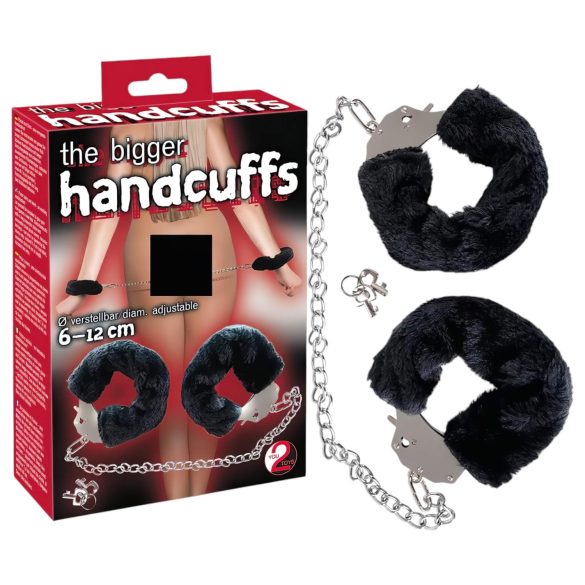 You2Toys - Χειροπέδες με μαύρη γούνα και μακριά αλυσίδα