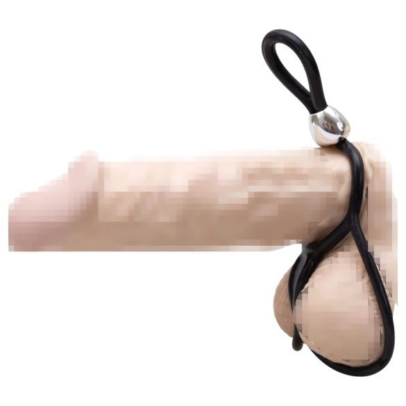 You2Toys - ανδρικό δαχτυλίδι πέους και όρχεων τριπλό ρυθμιζόμενο μαύρο