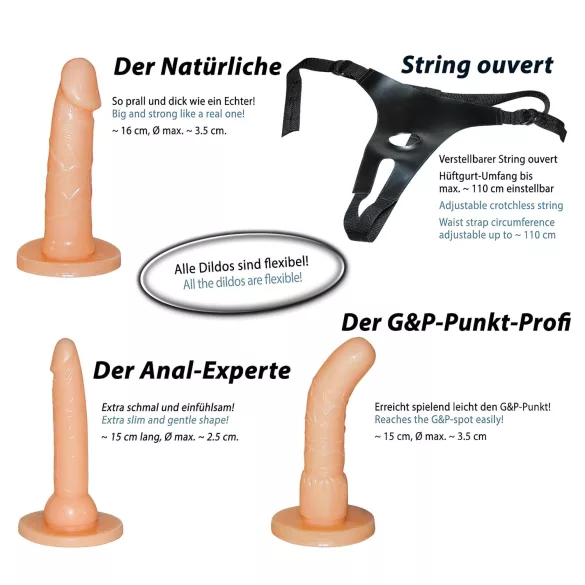 You2Toys - σετ strap-on dildo - φυσικό χρώμα