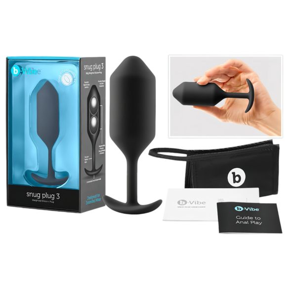 b-vibe Snug Plug 3 - διπλό πρωκτικό plug (180g) - μαύρο