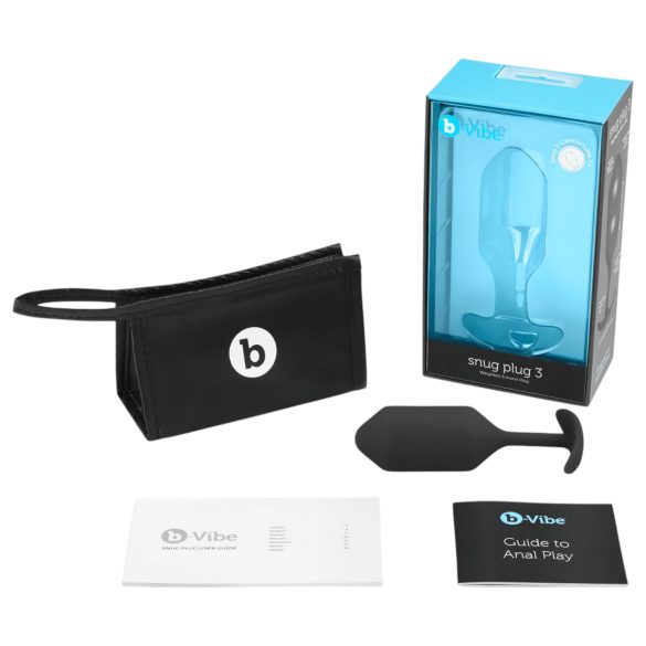 b-vibe - πρωκτική σφήνα με διπλές μπάλες 180g - σιλικόνη μαύρο