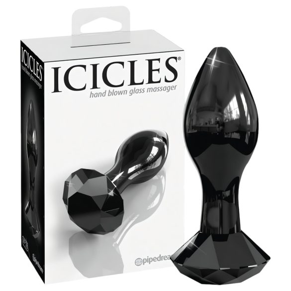Icicles No. 78 - κωνικό γυάλινο πρωκτικό βύσμα (μαύρο)