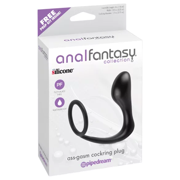 analfantasy - πρωκτικό plug με δαχτυλίδι πέους - μαύρο