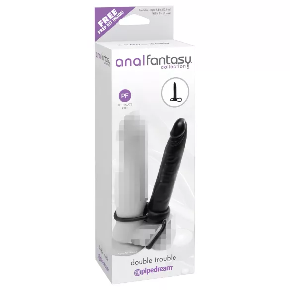 analfantasy - διπλό strap-on ομοίωμα πρωκτού - σιλικόνη μαύρο
