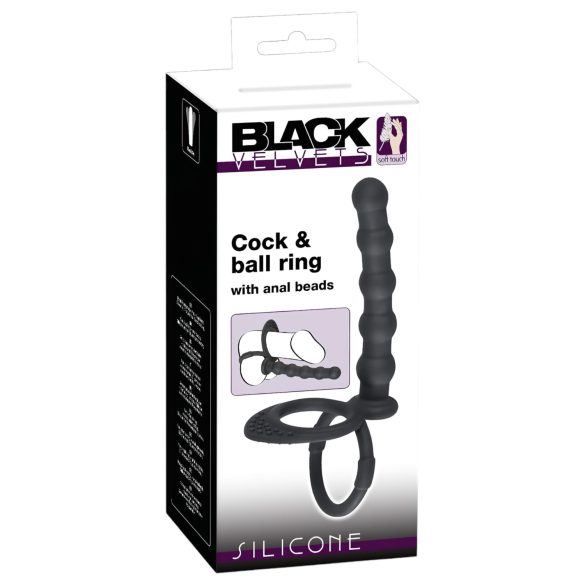 Black Velvet - Δαχτυλίδι & πρωκτικό dildo (μαύρο)