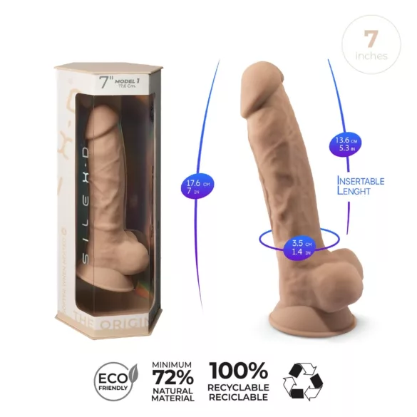 Silexd 7 - δονητής με βεντούζα - 17,5cm - φυσικό χρώμα