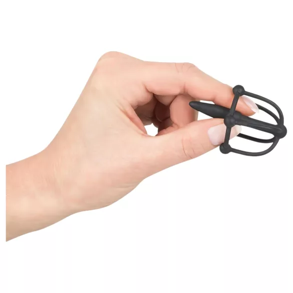 You2Toys - Πέος plug - σιλικονούμενο κλουβί βάλανος με διαστολέα (μαύρο)