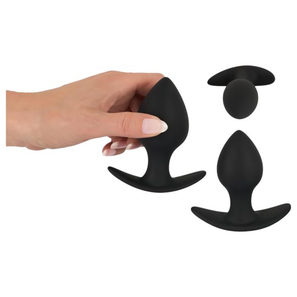 Black Velvets - σετ σιλικονούχα πρωκτικά βύσματα 3 τεμαχίων - μαύρο