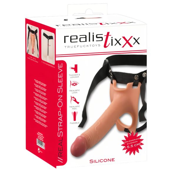 Ρεαλιστικό Strap-on - προσαρτώμενος, κούφιος δονητής (φυσικό)