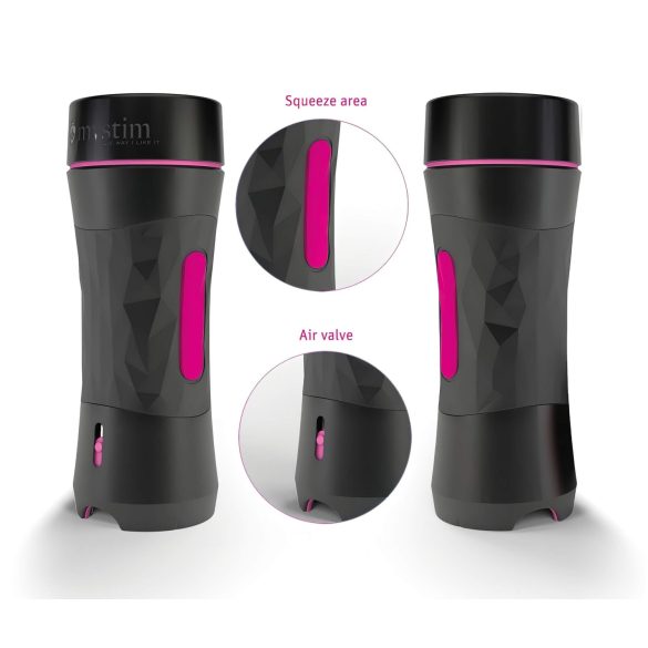 mystim OPUS Mica - ανδρικό masturbator ρεαλιστική υφή - σιλικόνη φυσικό/μαύρο