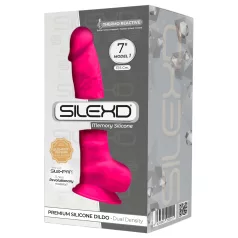   Silexd 7 - δονητής με όρχεις και βεντούζα - 17,5cm ροζ