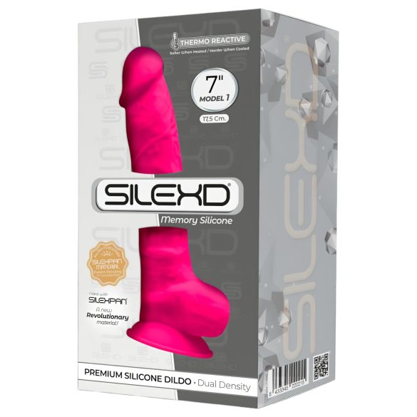 Silexd 7 - Δονητής με Βεντούζα & Όρχεις - 17,5cm (Ροζ)