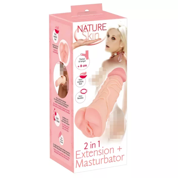 Nature Skin - ανδρικό αυνανιστήρι 2 σε 1 και κάλυμμα πέους - φυσικό