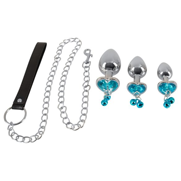 You2Toys - Σετ Πρωκτικών Αξεσουάρ - Βύσμα + Λουρί (ασημί)