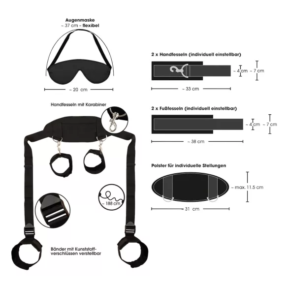 Bad Kitty - σετ δεσμά λαιμού-καρπού-αστραγάλου - μαύρο