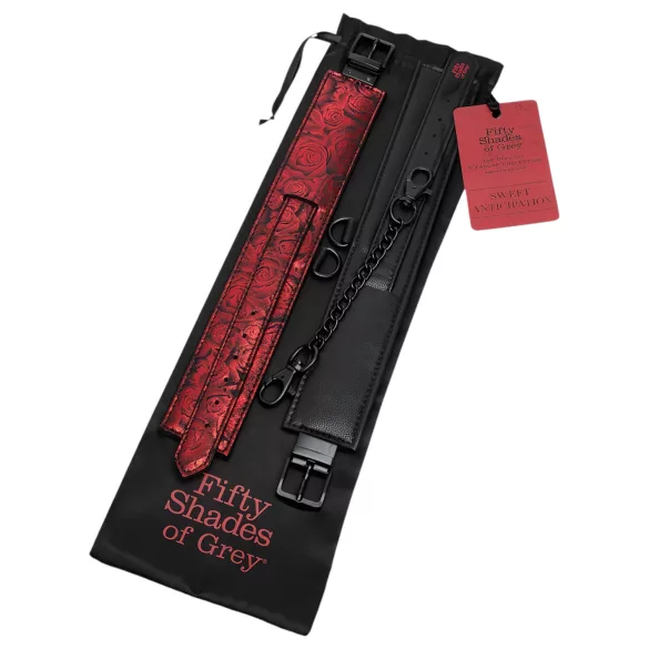 Fifty Shades of Grey - δερμάτινες χειροπέδες ποδιών - μαύρο/κόκκινο