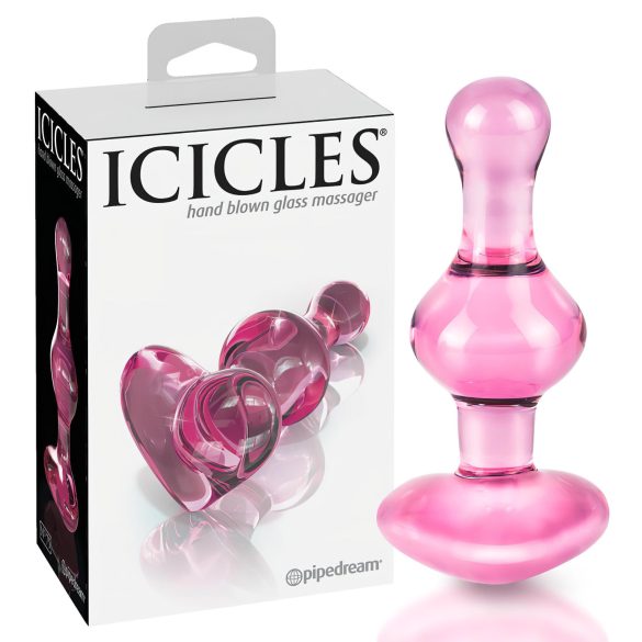 Icicles No. 75 - Γυάλινο πρωκτικό βύσμα καρδιά (ροζ)