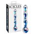 Icicles No. 08 - κυμματιστό, διπλής όψης, γυάλινο dildo (διάφανο-μπλε)