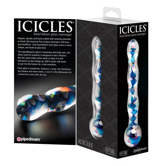 Icicles No. 08 - διπλό γυάλινο δονητή κύμα - διάφανο μπλε