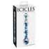 Icicles No. 08 - κυμματιστό, διπλής όψης, γυάλινο dildo (διάφανο-μπλε)