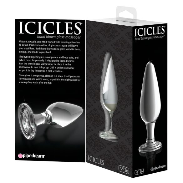 Icicles No. 26 - γυάλινο πρωκτικό βύσμα κωνικό - διαφανές
