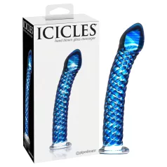   Icicles No. 29 - διπλής σπειροειδής γυάλινο ομοίωμα πέους - μπλε