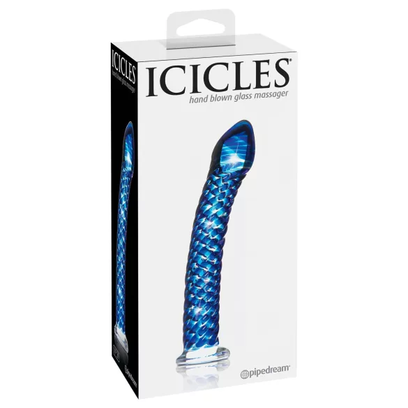 Icicles No. 29 - διπλής σπειροειδής γυάλινο ομοίωμα πέους - μπλε