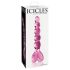 Icicles No. 43 - Γυάλινο Δονητής με Καρδιές και Πέρλες (Ροζ)