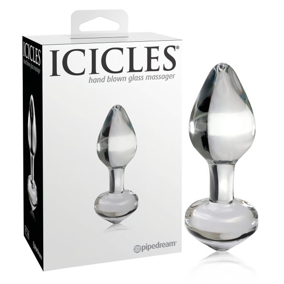 Icicles No. 44 - κωνικός, γυάλινος πρωκτικός δονητής (διάφανος)