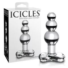   Icicles No. 47 - πρωκτική σφήνα γυάλινη με τριπλές χάντρες - διάφανο