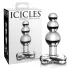 Icicles No. 47 - πρωκτική σφήνα γυάλινη με τριπλές χάντρες - διάφανο