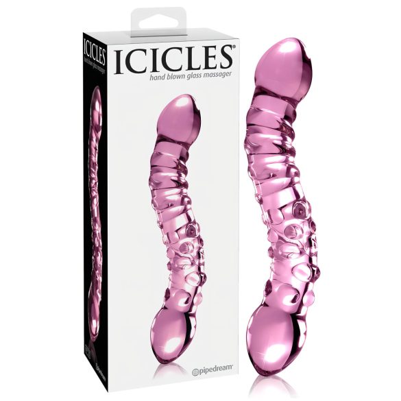 Icicles No. 55 - Διπλής όψης, γυάλινος δονητής G-σημείου (ροζ)
