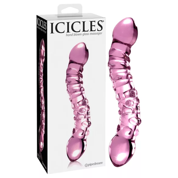 Icicles No. 55 - διπλής όψης γυάλινο δονητής G-σημείο - ροζ