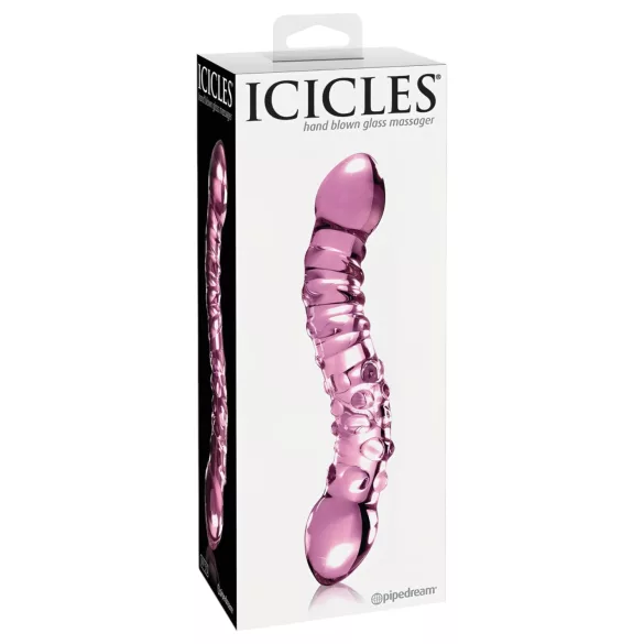 Icicles No. 55 - διπλής όψης γυάλινο δονητής G-σημείο - ροζ