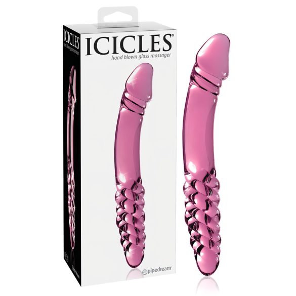 Icicles Νο. 57 - ροζ διπλό γυάλινο ομοίωμα πέους