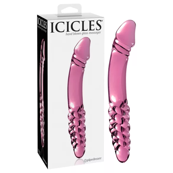 Icicles No. 57 - διπλό πέος γυάλινο δονητής - ροζ